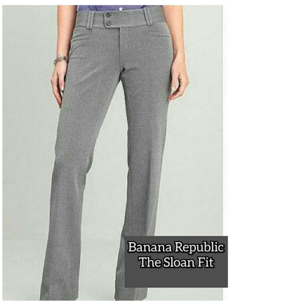 Banana Republic Sloan Fit Stretch Trousers In Navy Pinstripe Size 8 EUC